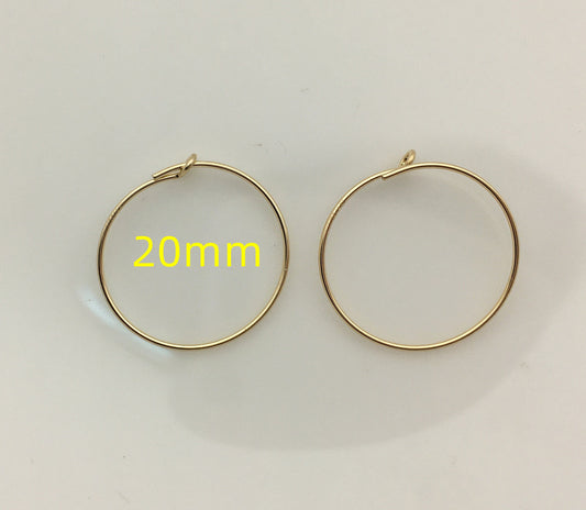 1 pair 0.76x20mm 14k goldfilled ear hook with loop,hooks findings , DIY earrings jewelry,AGF-ER-005