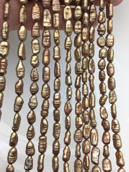 AA 5-6mm brown toothpick Biwa Pearl Necklace,Genuine Fresh Water Pearl,Wedding Necklace,Mothers Day,ZS-80-10-21
