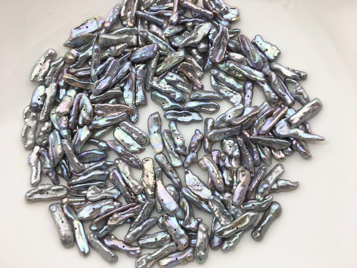 20pcs AA+ 6-7mm Gray Keshi Biwa keshi Freshwater Pearl,0.7mm center drill hole,ZS-T15