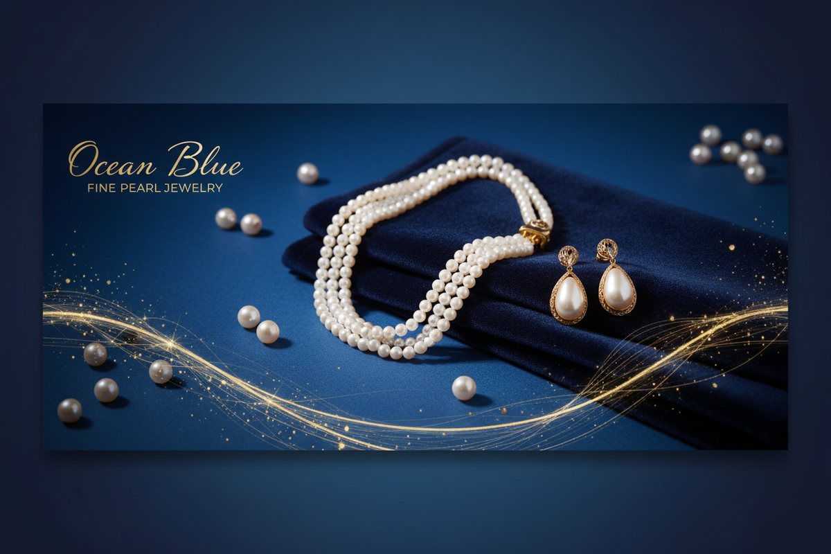 Ocean Blue Pearl Jewelry Banner